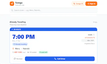 Songa Ride Booking App gallery image