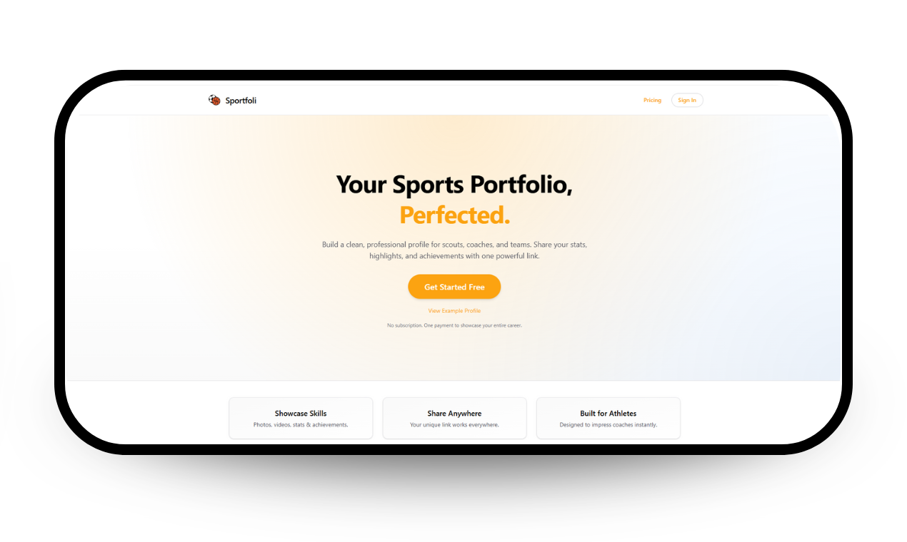 Sportfoli - Main product screenshot demonstrating key features and user interface