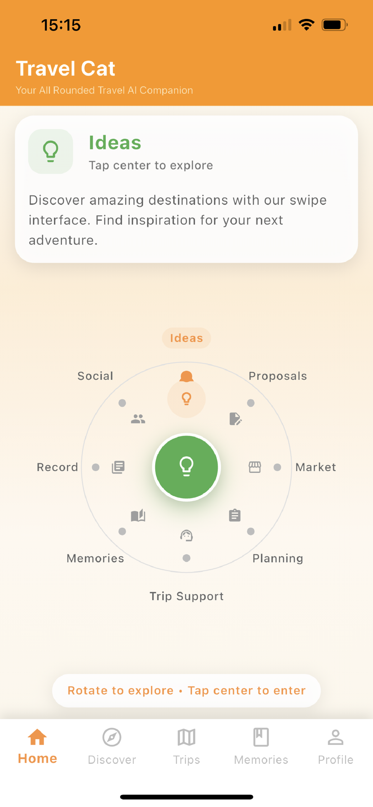 Travel Cat - Main screenshot showing features and interface
