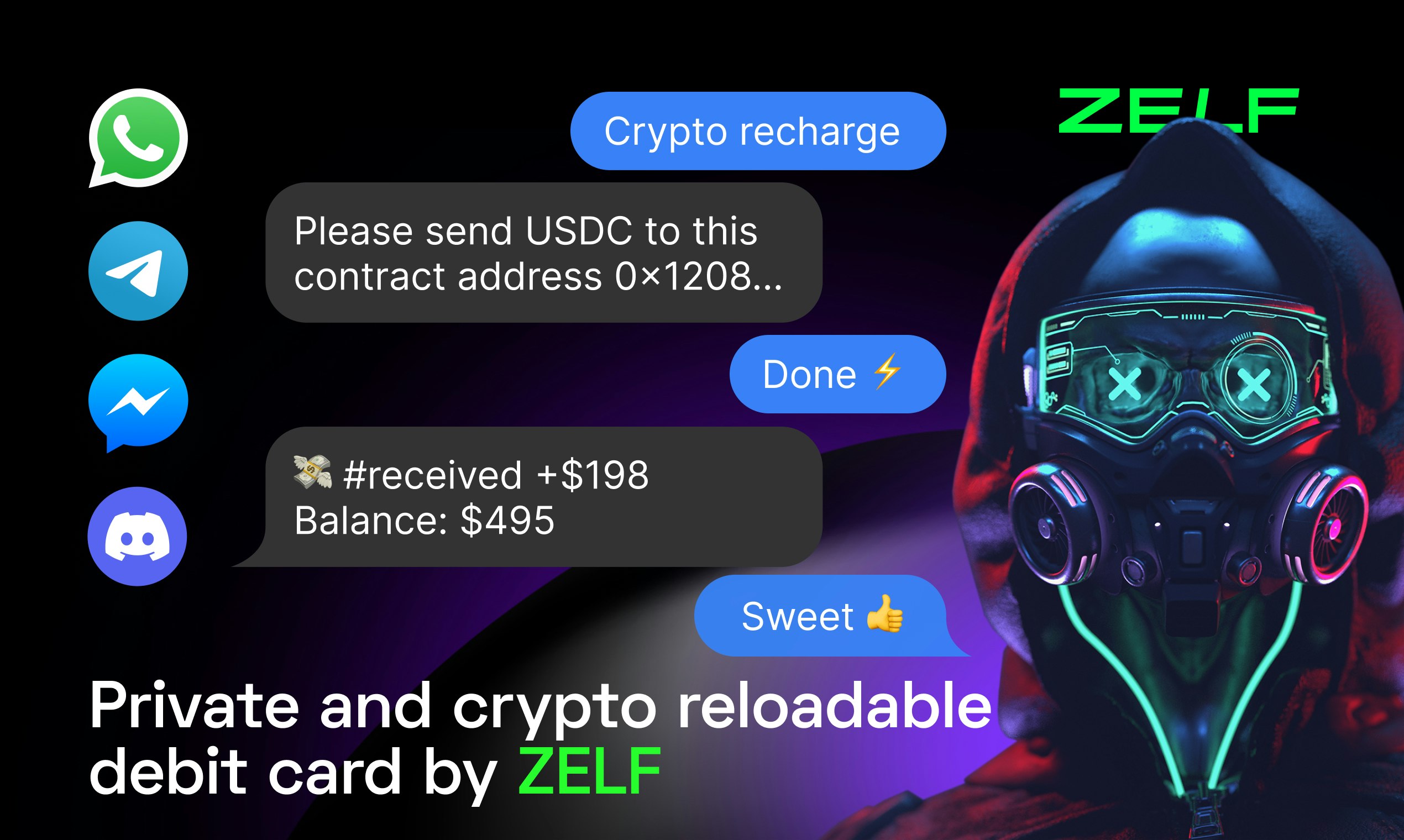 Card istantanea Zelf con ricarica di criptovaluta media 1