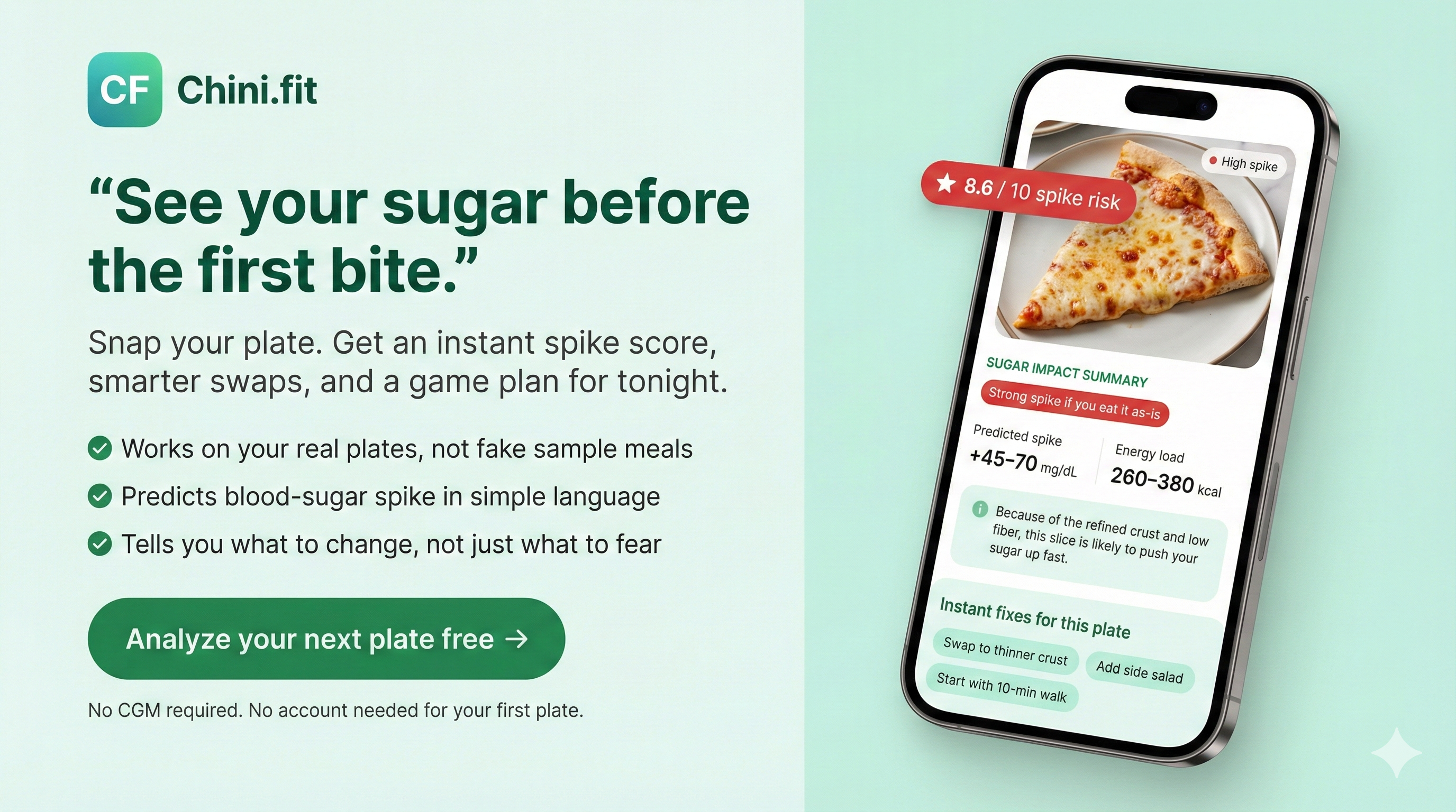 Chini.Fit - Find Hidden Sugar in Meals - Screenshot 2 showing product features and functionality