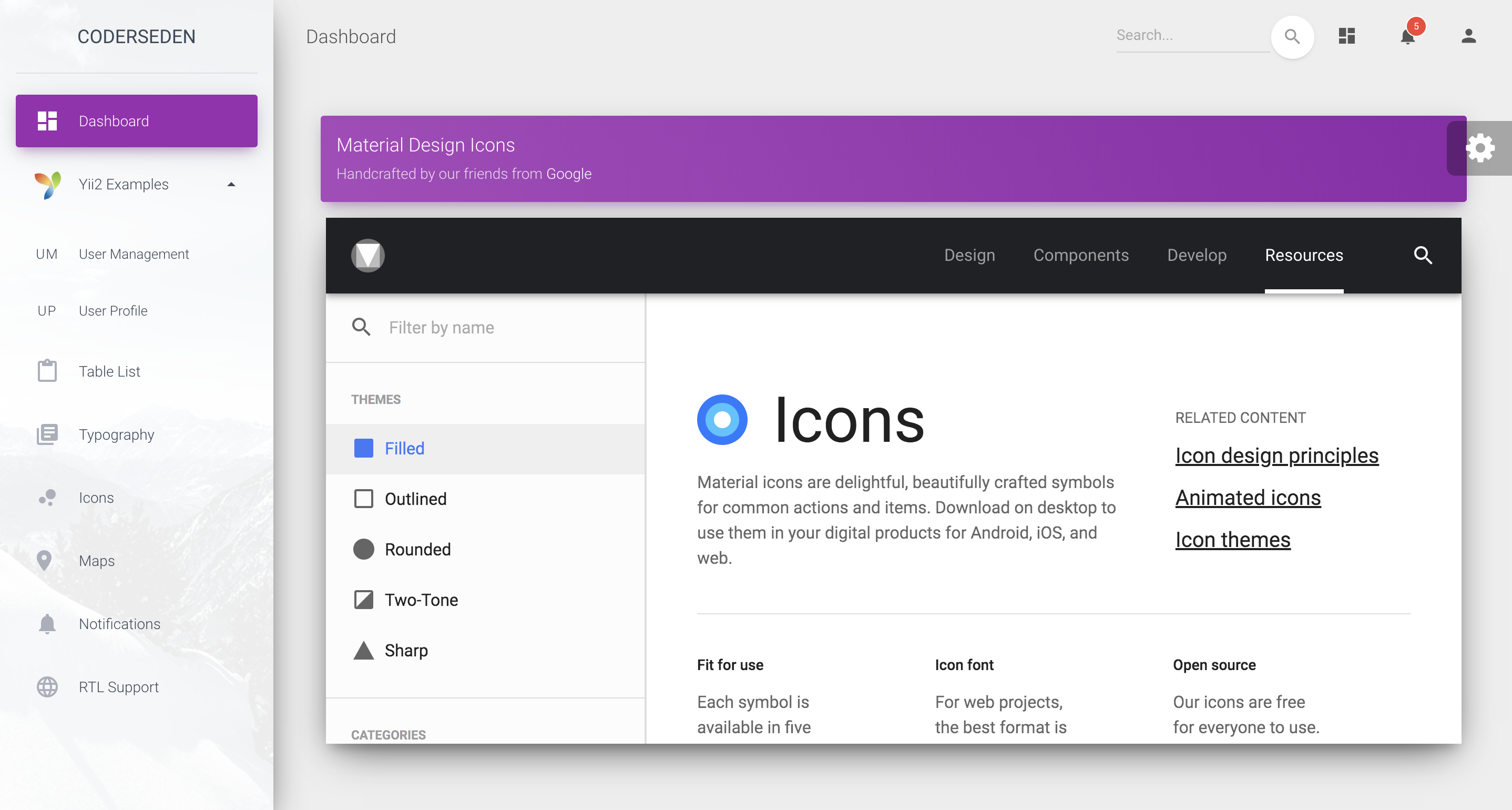 Material Dashboard Yii2 gallery image