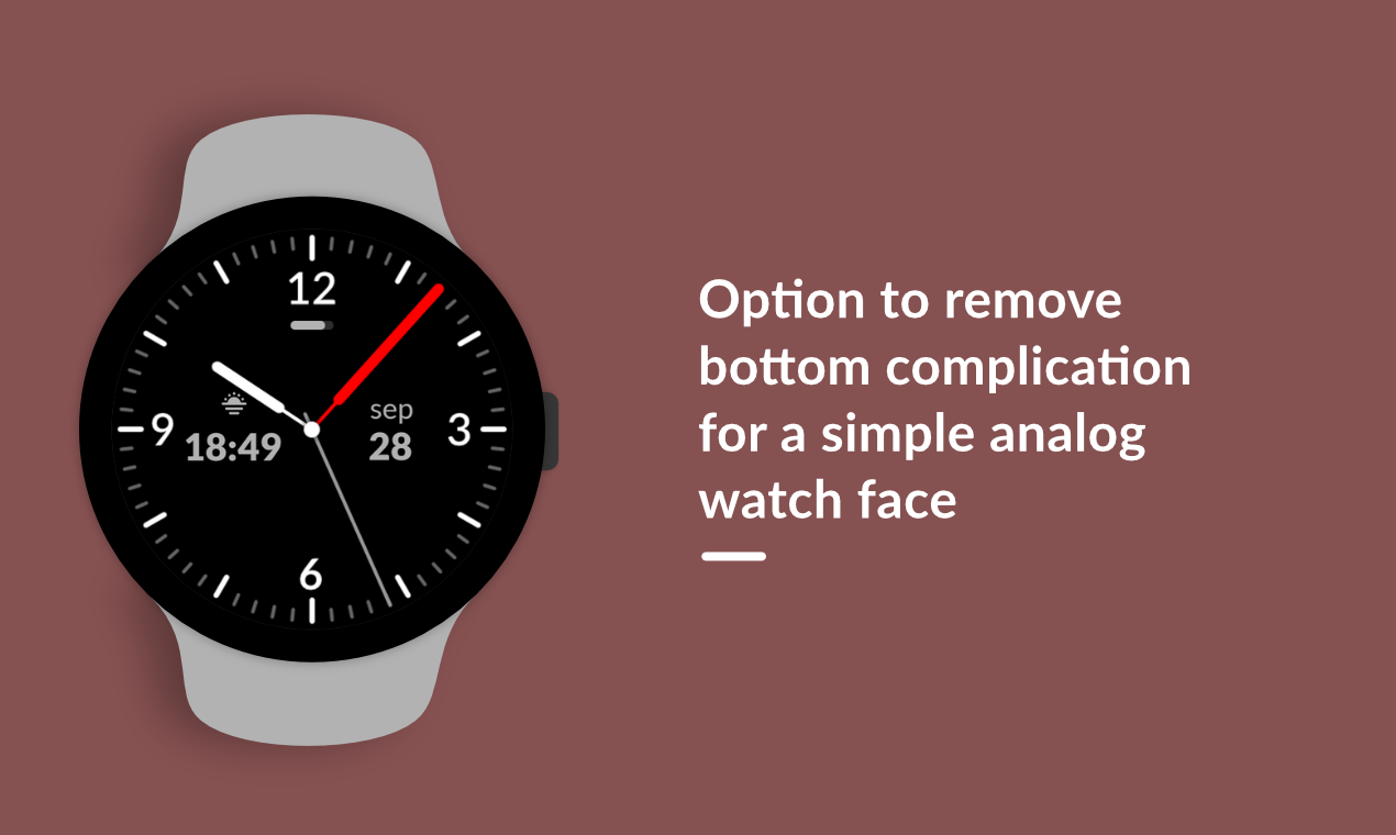 Analog één horloge gezicht voor slijtages besturingssysteem - Een eenvoudig, modern, aanpasbaar slijtages os -horloge gezicht media 4