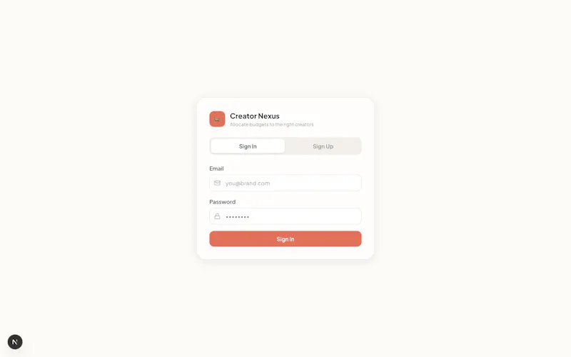Creator Nexus — Influencer Budgeting screenshot 1