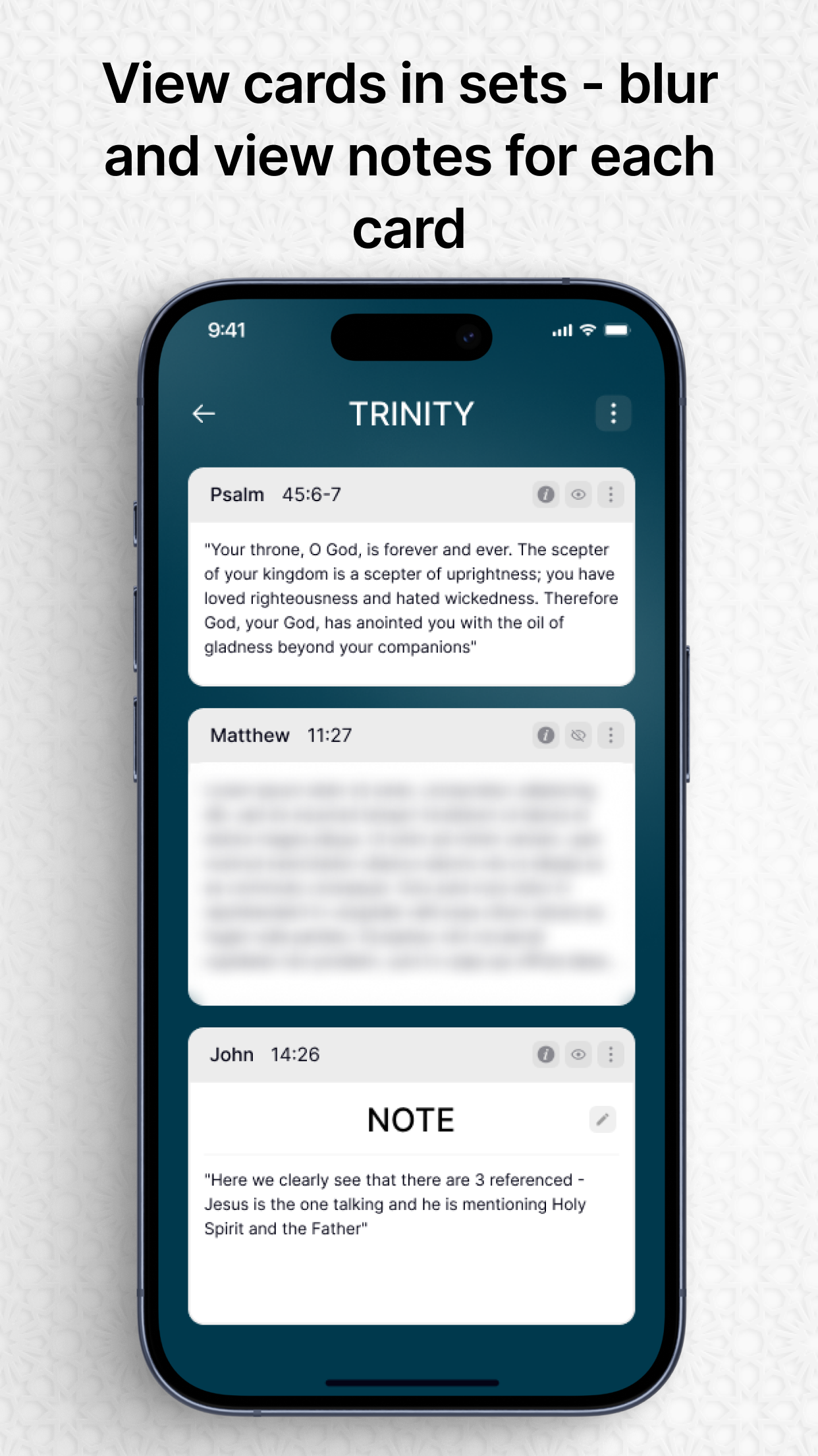 Flashcard della Bibbia e A - Memorizza i versi della Bibbia, difendi la tua fede e studia con AI. media 8