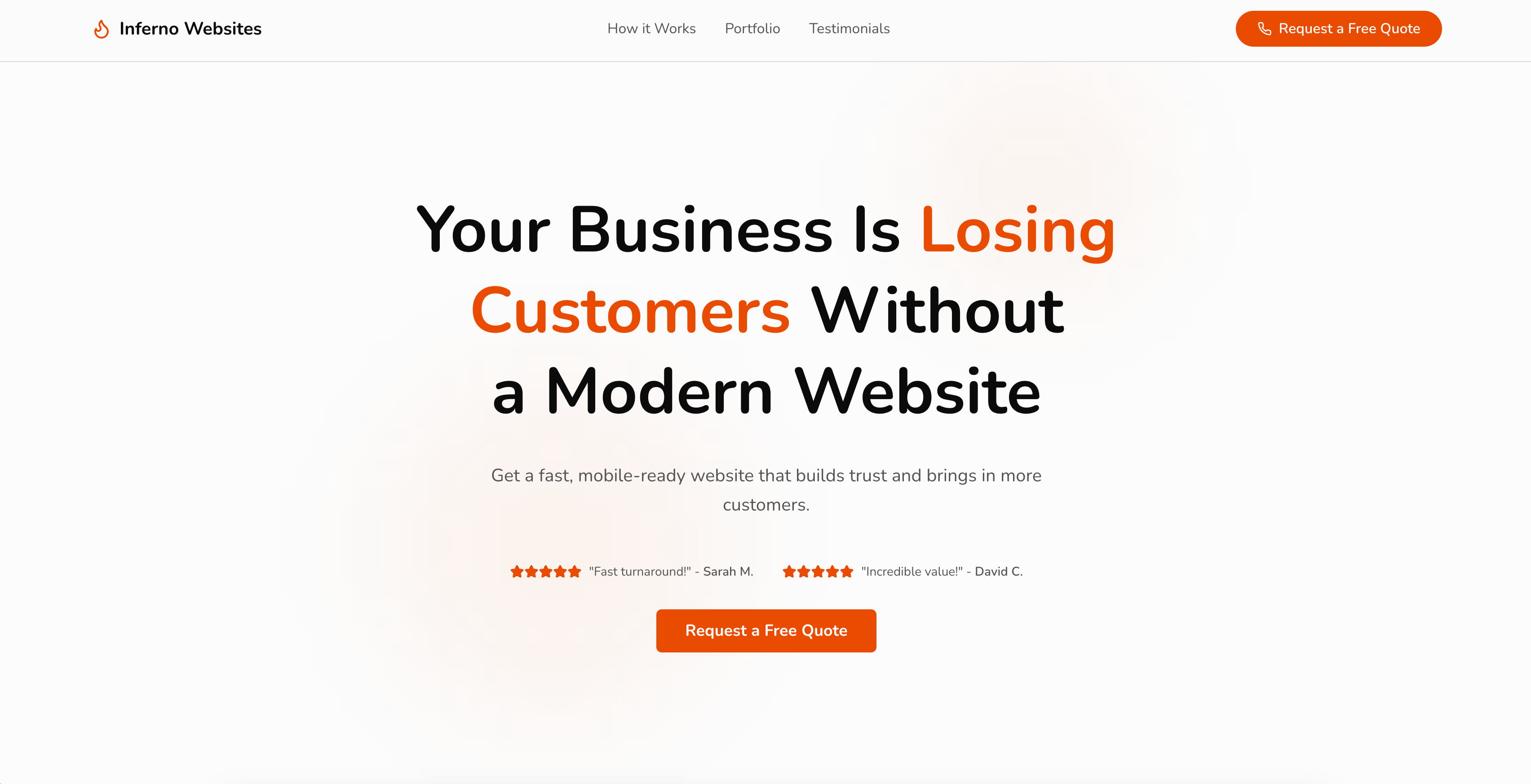 Inferno Websites - Main product screenshot demonstrating key features and user interface