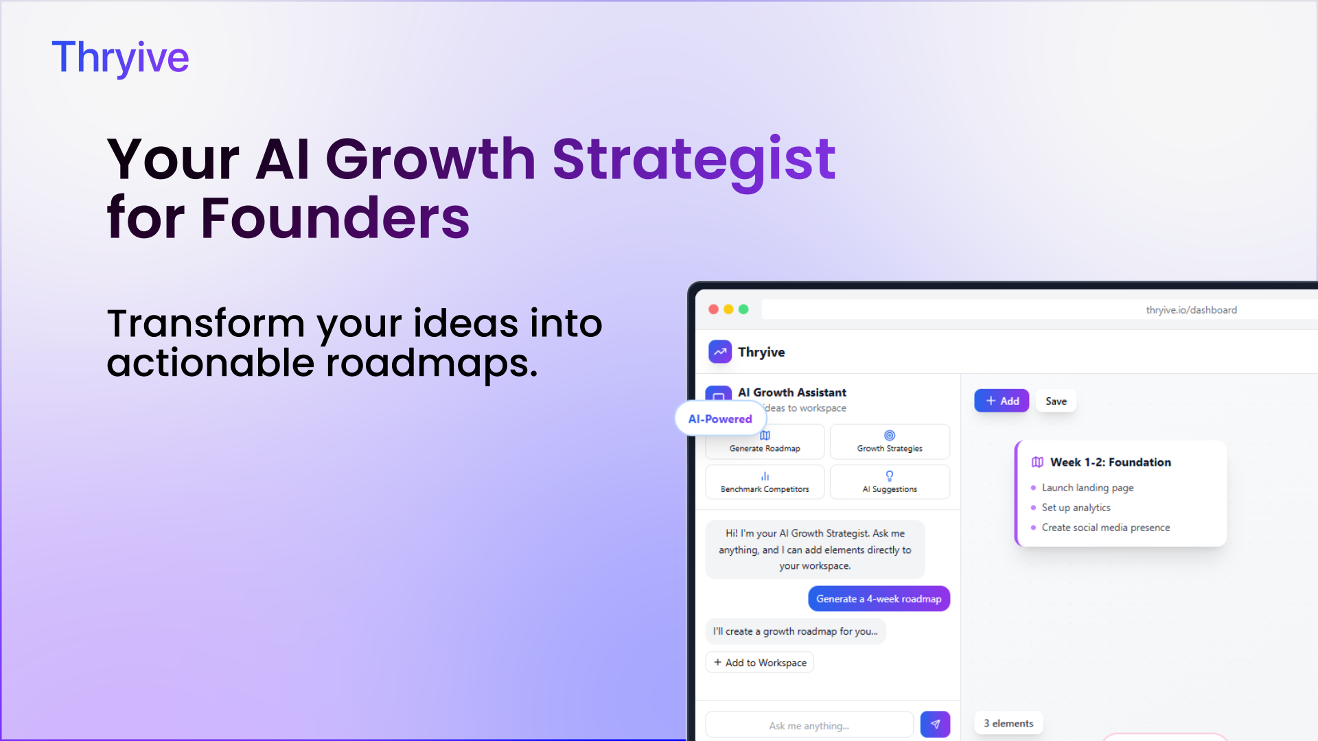 Thryive - Main product screenshot demonstrating key features and user interface