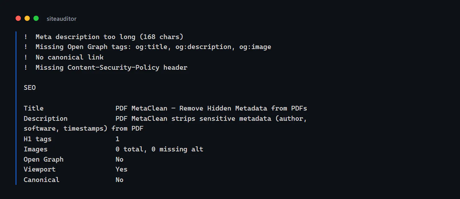 SiteAuditor screenshot 2