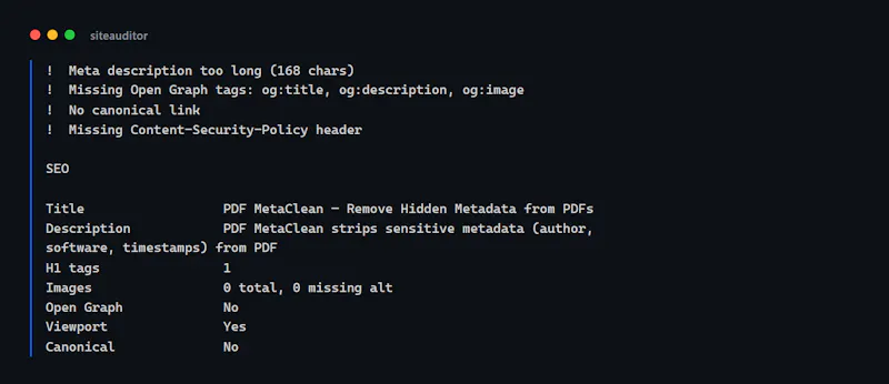 SiteAuditor screenshot 2