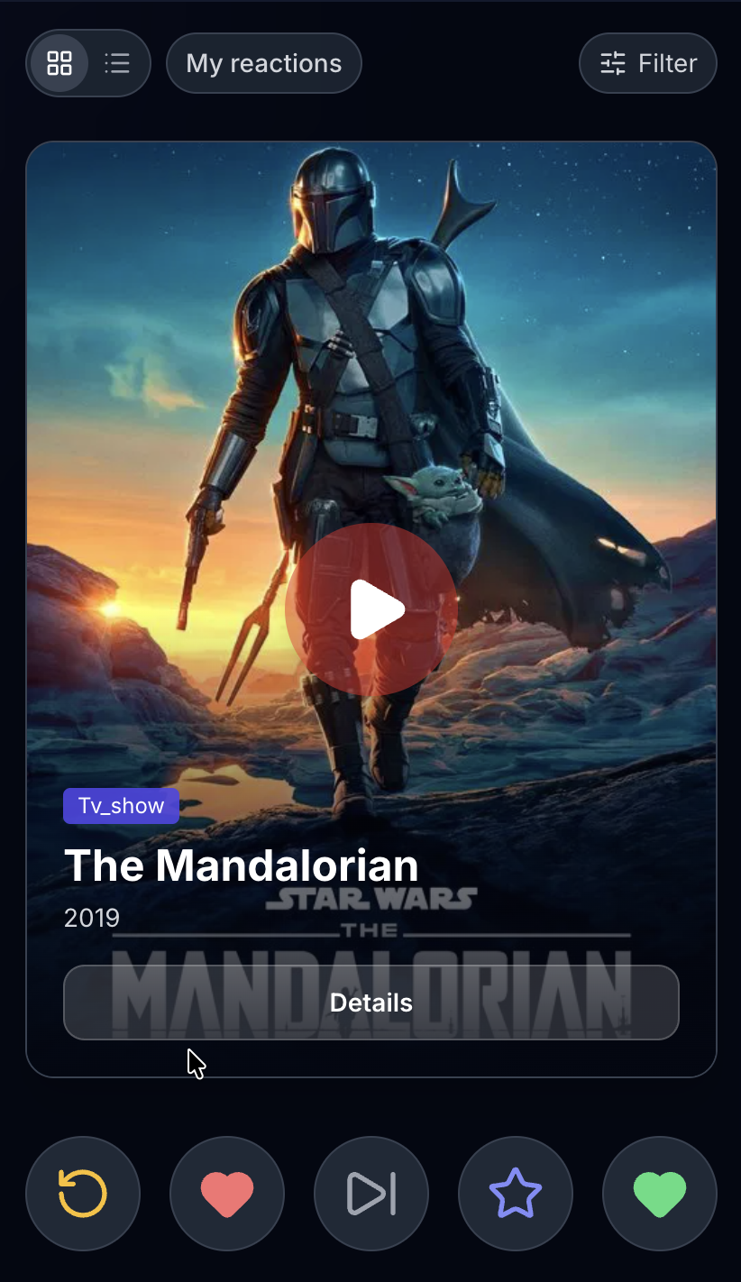 Tastefinder - Swipe movies & TV shows - Screenshot 2 showing product features and functionality