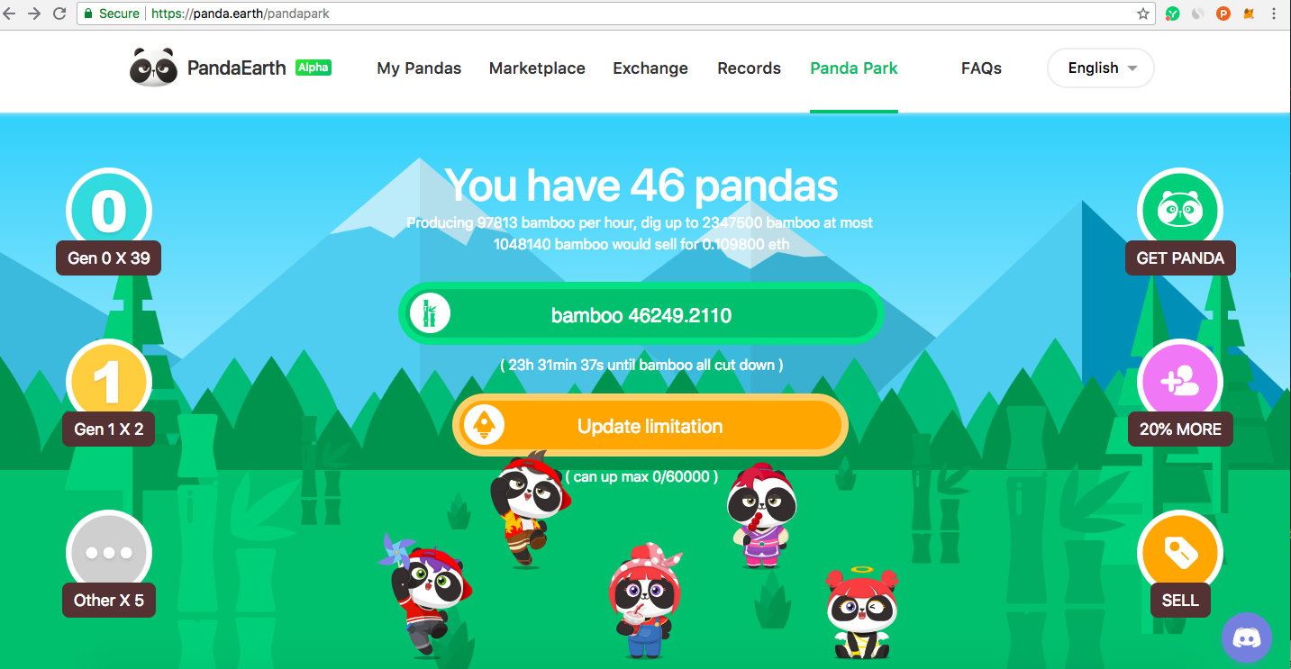 PandaEarth newly update! Bamboo come for mining ETH! Join panda park and invite friends to get more assets!