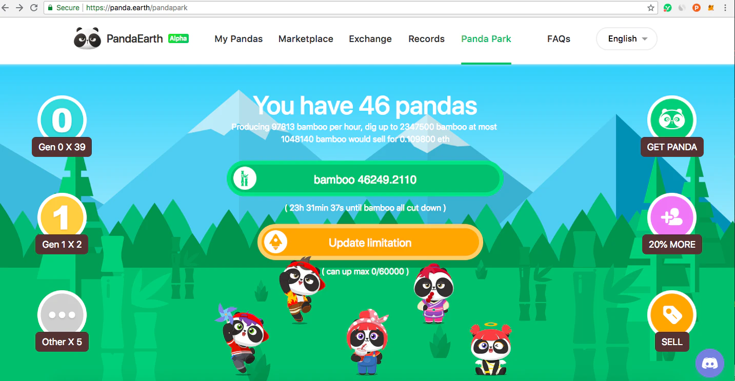 PandaEarth newly update! Bamboo come for mining ETH! Join panda park and invite friends to get more assets!