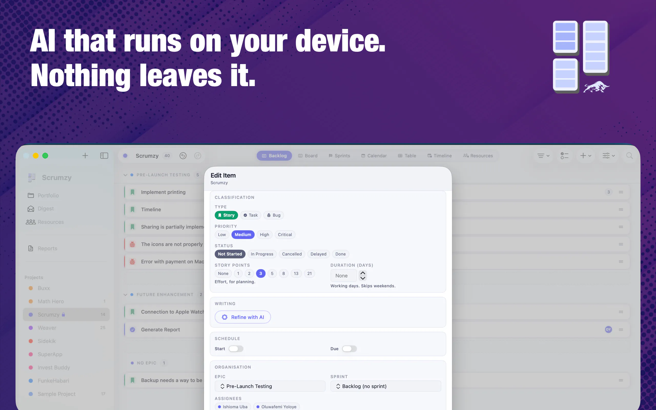 Scrumzy - Projects & Sprints gallery image