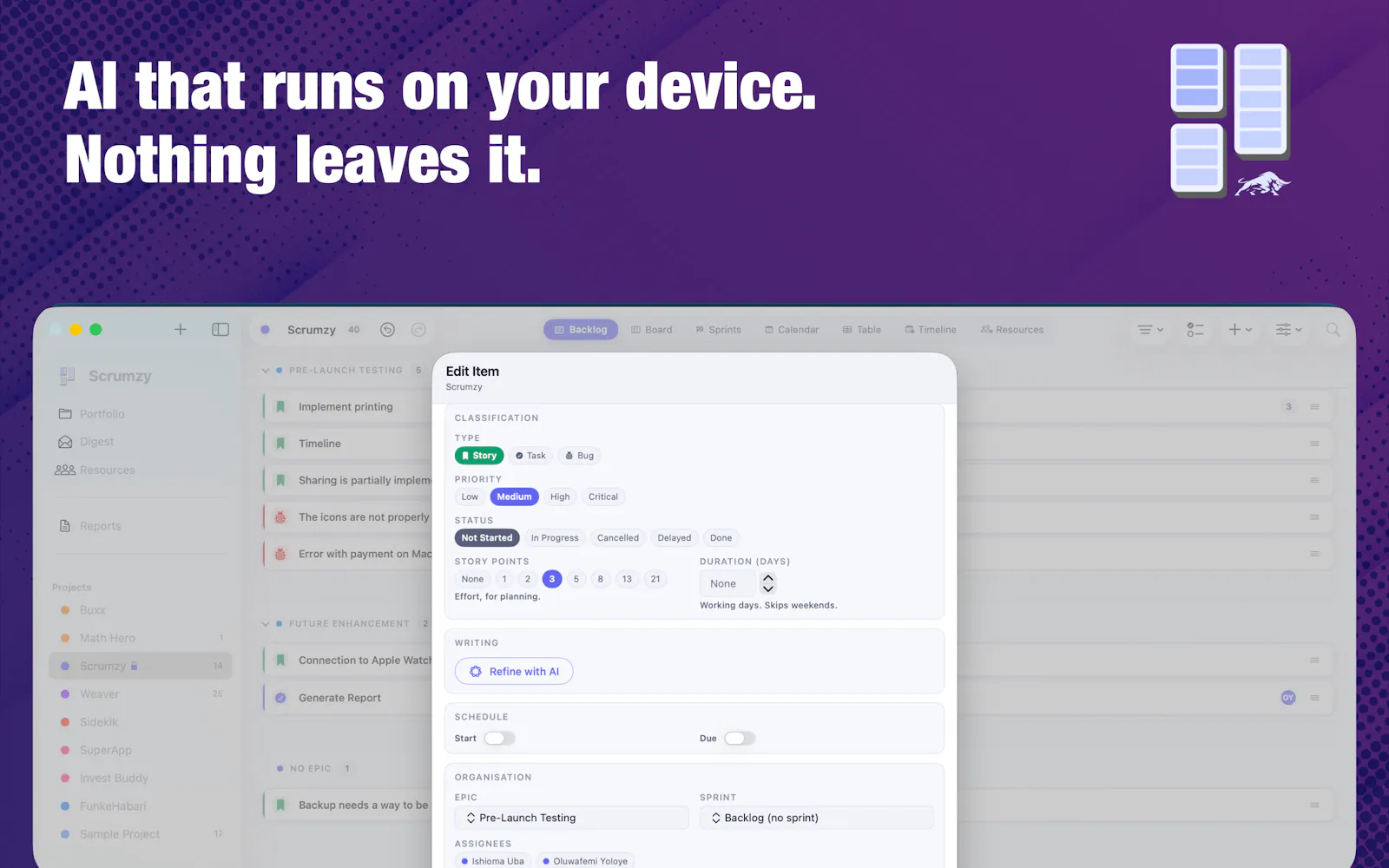 Scrumzy - Projects & Sprints screenshot 2