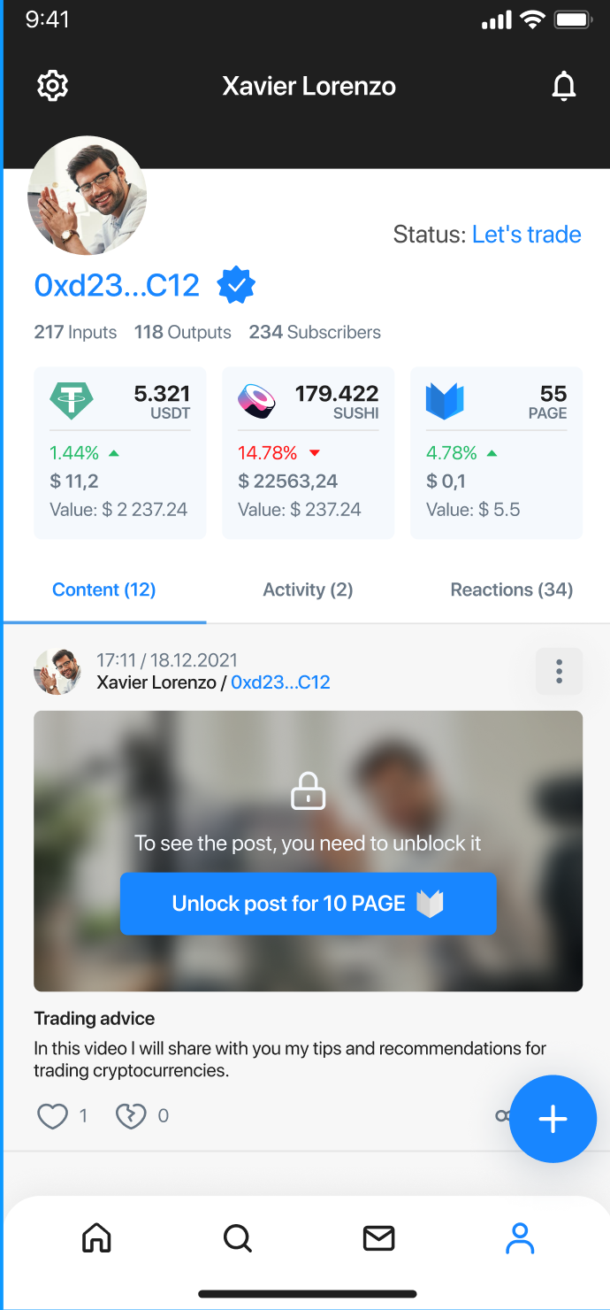 Crypto.Page decentralized social network media 4