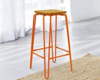Hairpin Bar Stool with Solid Wood Seat media 1