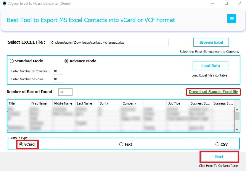 Aryson Excel to vCard Converter media 4