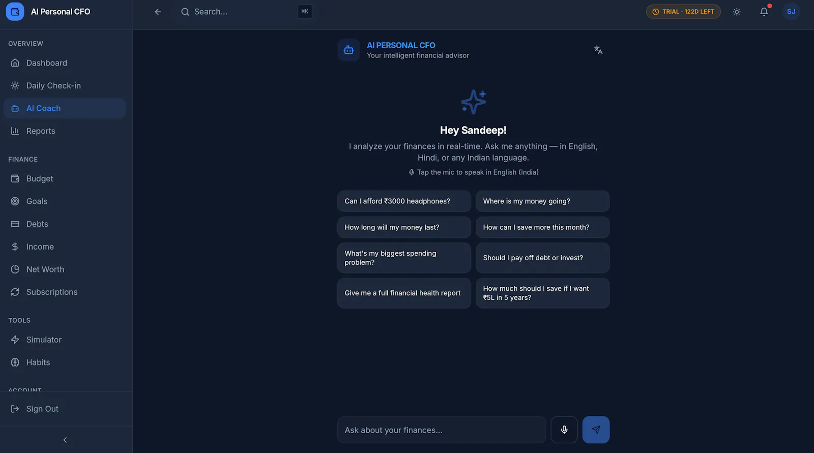 AI Personal CFO screenshot 2