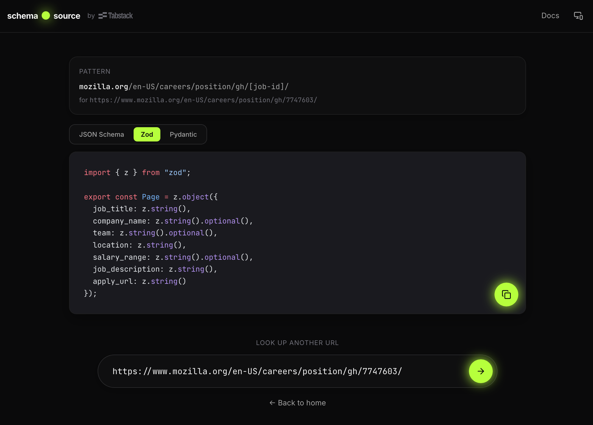 Schema Source by Tabstack gallery image