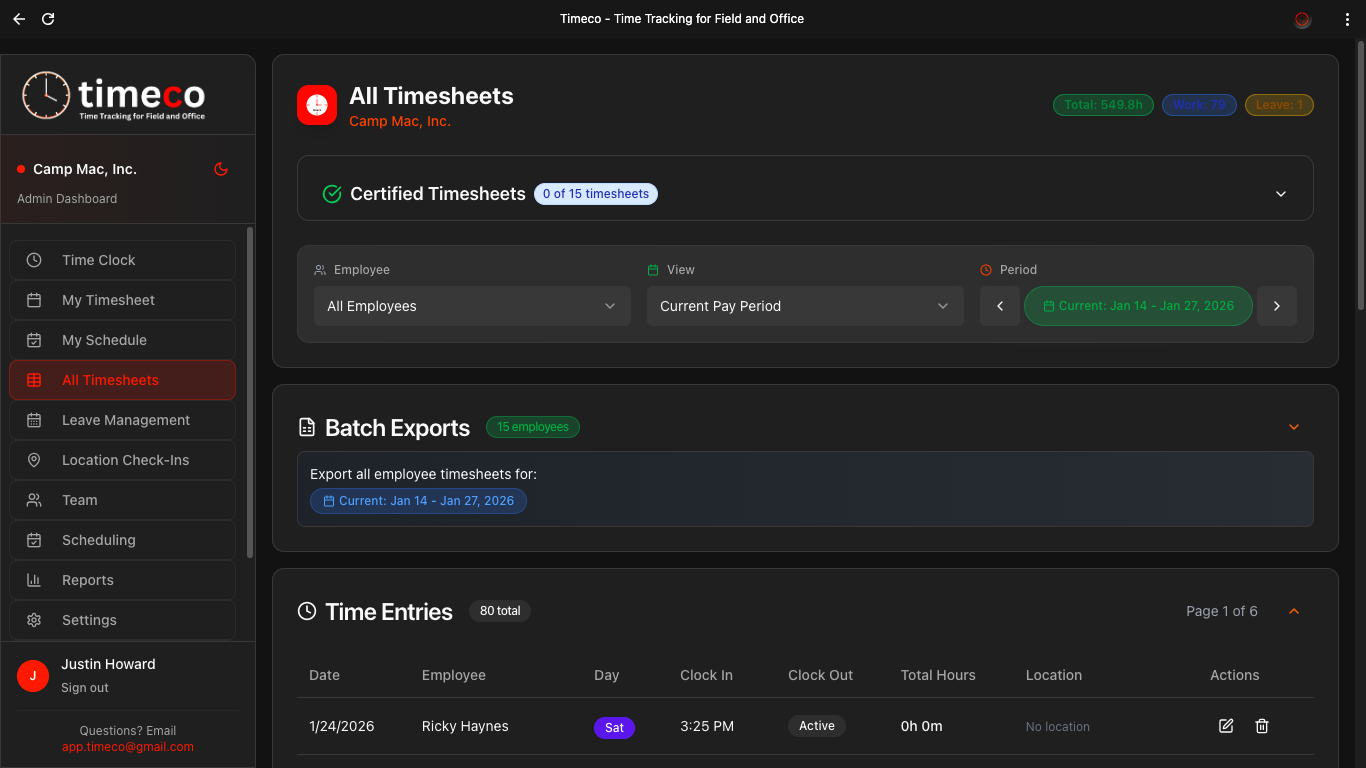 Timeco - Screenshot 5 showing product features and functionality