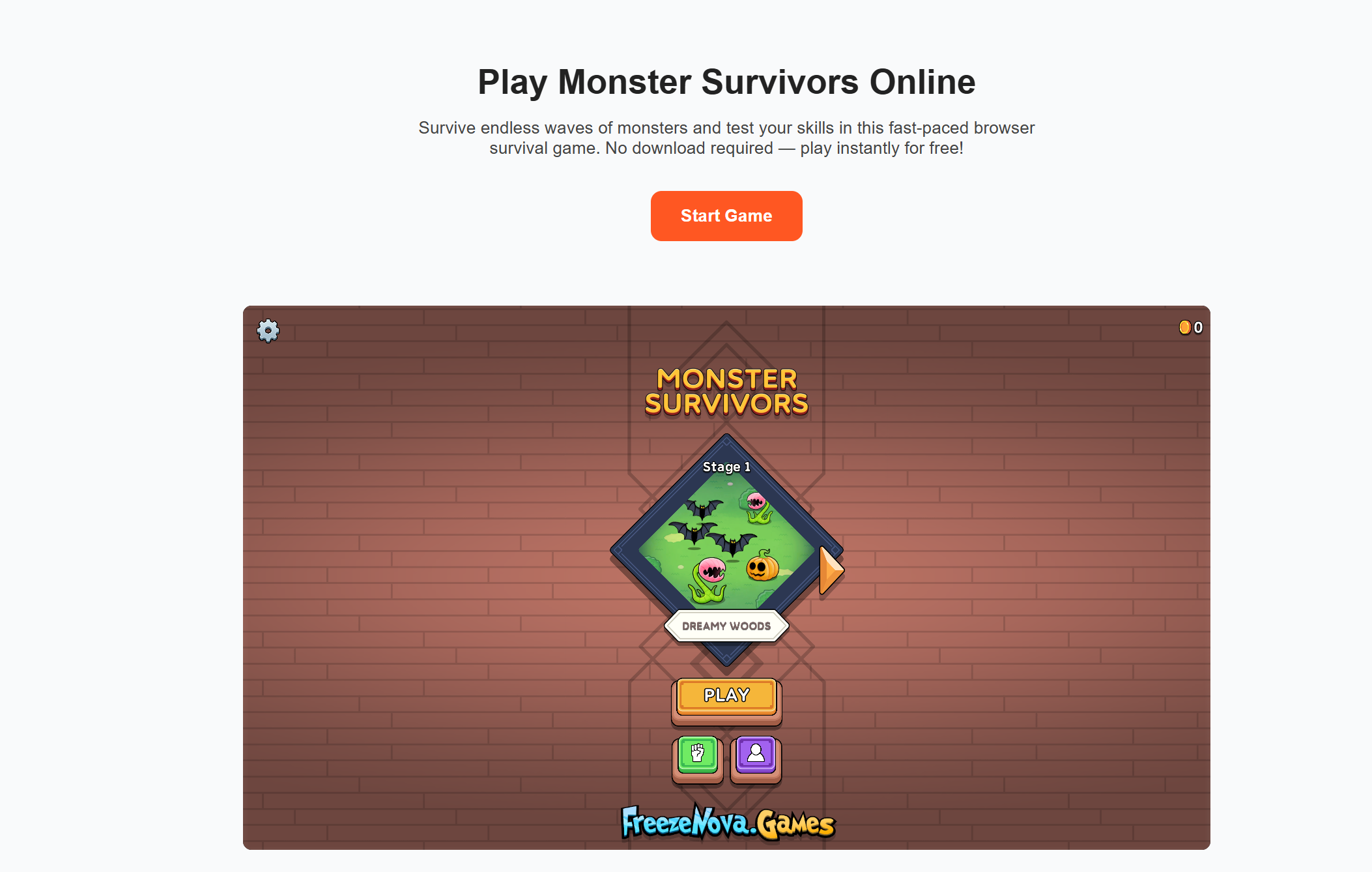 zombies—Fast Casual Browser Zombies Game - Main screenshot showing features and interface