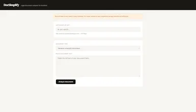 DocSimplify — Legal Document Analyser gallery image