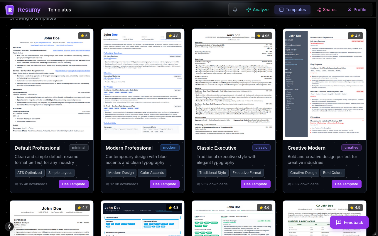 Resumy - Screenshot 3 showing product features and functionality