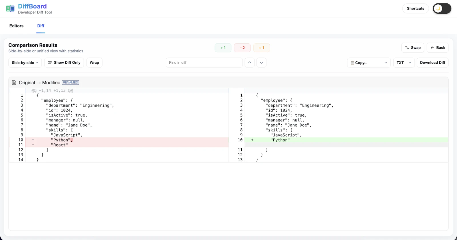 DiffBoard screenshot 3