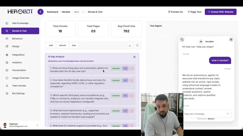 Herobot: Make your website intelligent screenshot 1 (video preview)
