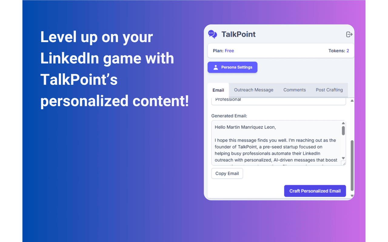 Talkpoint - Genereert gepersonaliseerde inhoud voor LinkedIn media 4