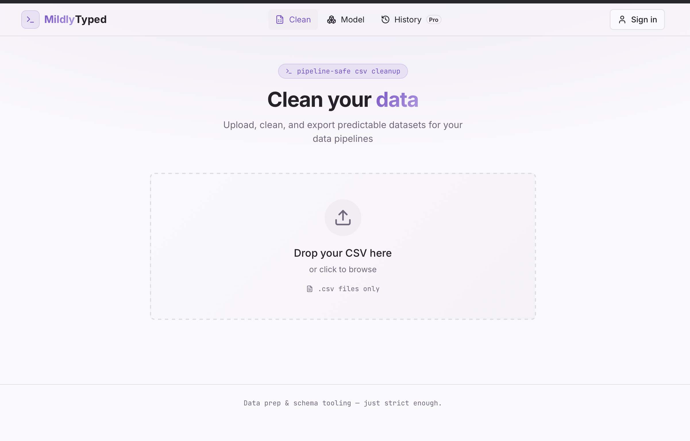 MildlyTyped - Main product screenshot demonstrating key features and user interface