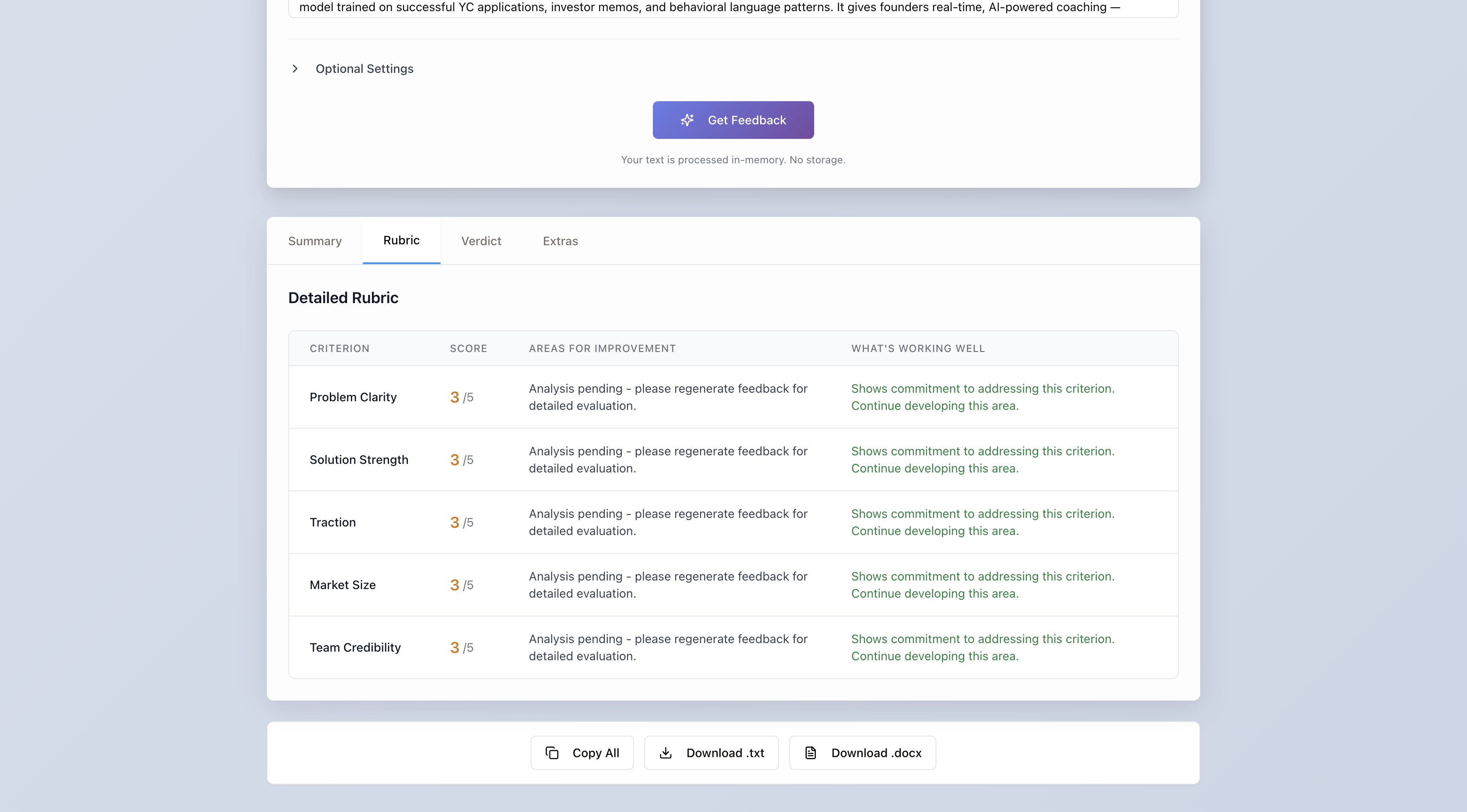 Feedback dell'applicazione media 3