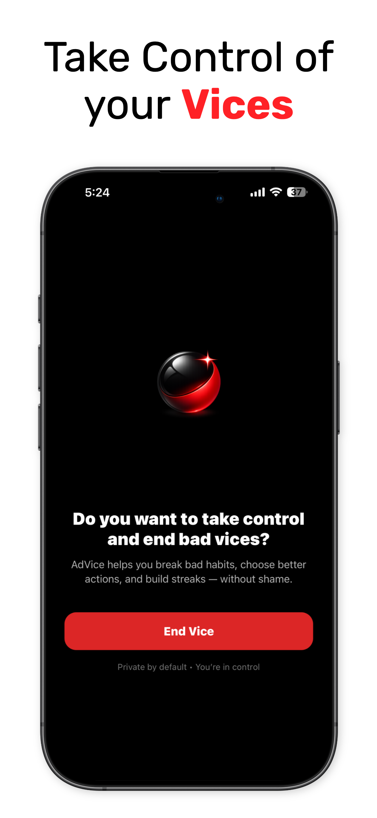 AdVice - Break Bad Habits - Main product screenshot demonstrating key features and user interface
