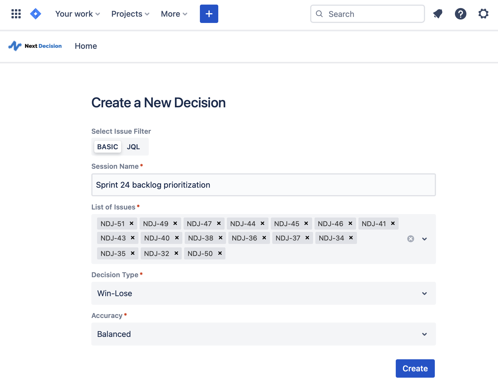 Media Keputusan Seterusnya untuk Jira - Backlog Prioritization hanya membuat "ini atau" keputusan 3