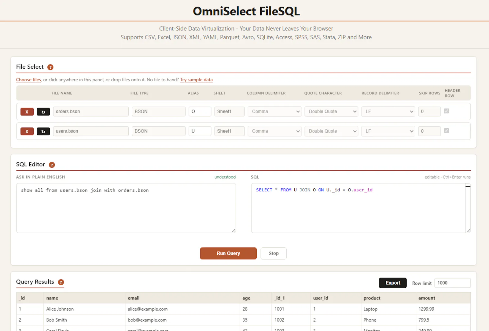 OmniSelect FileSQL screenshot 3