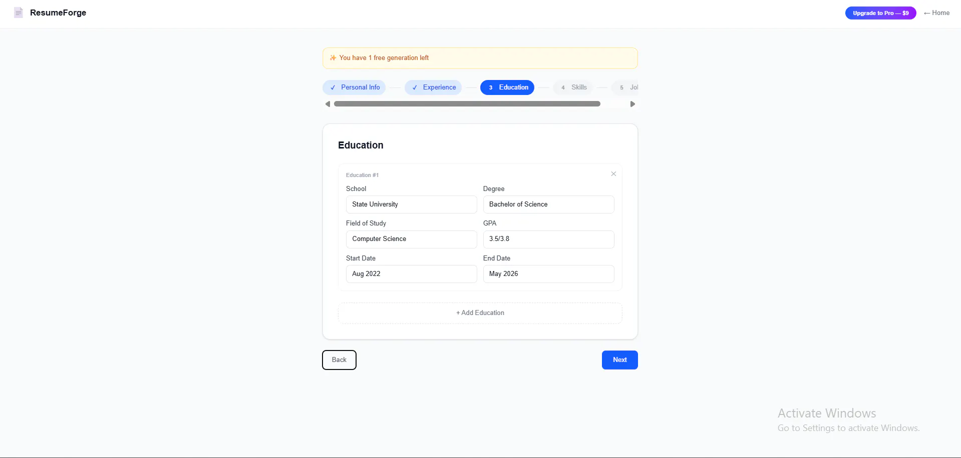 ResumeForge screenshot
