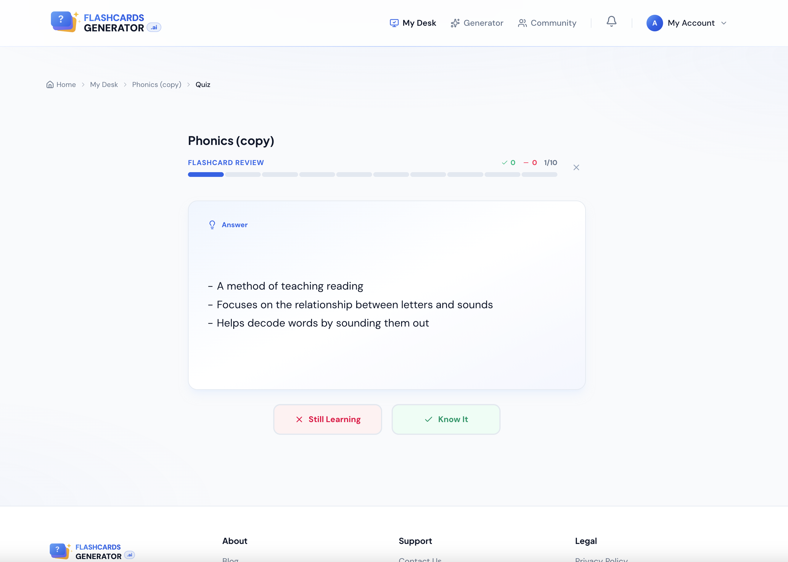 FlashCardsGenerator.ai - Screenshot 4 showing product features and functionality
