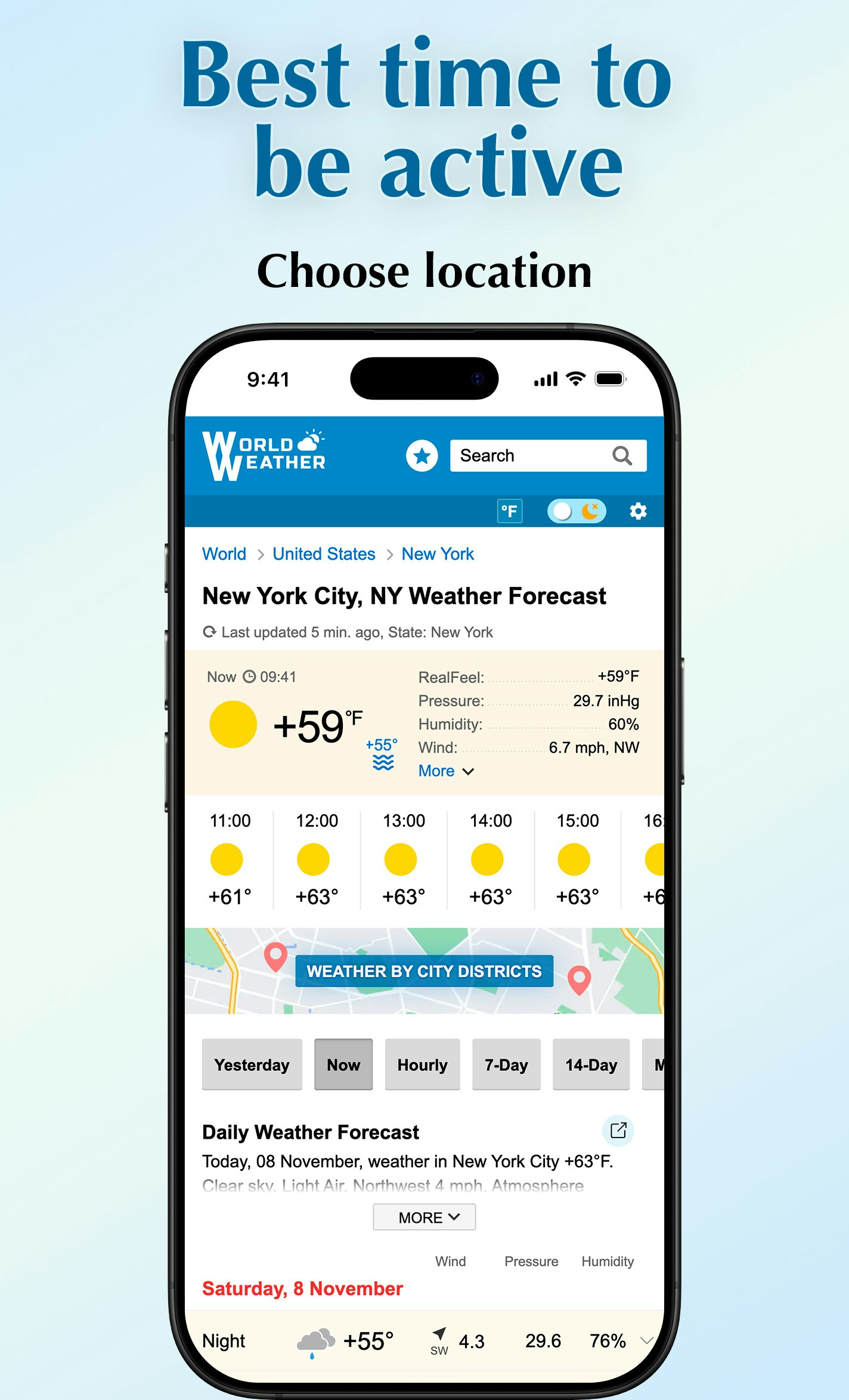 World Weather's Activity Planner - Main screenshot showing features and interface