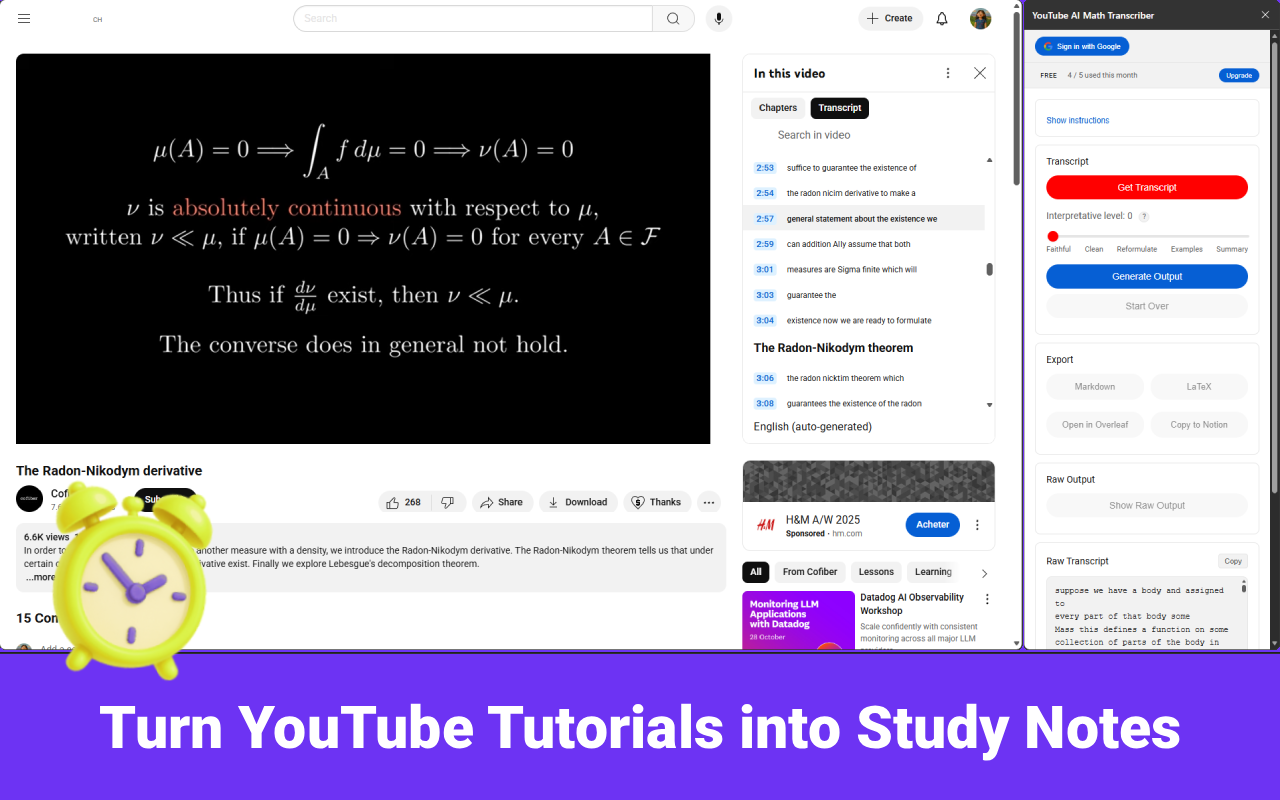 YouTube AI Math Transcriber gallery image