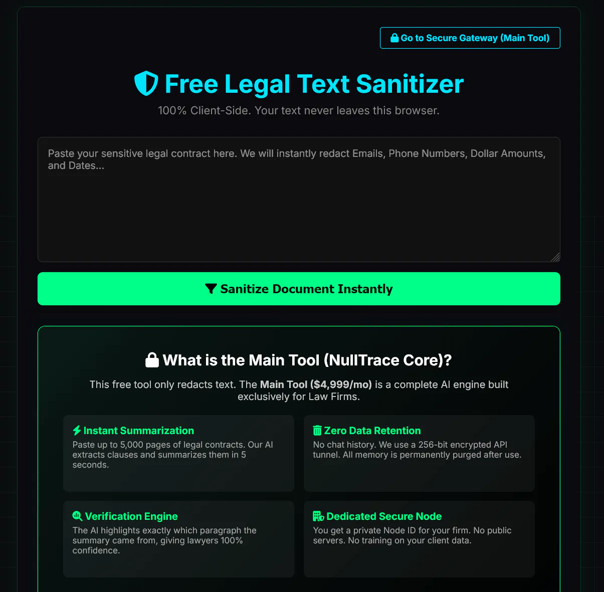 free legal text sanitizer screenshot 1