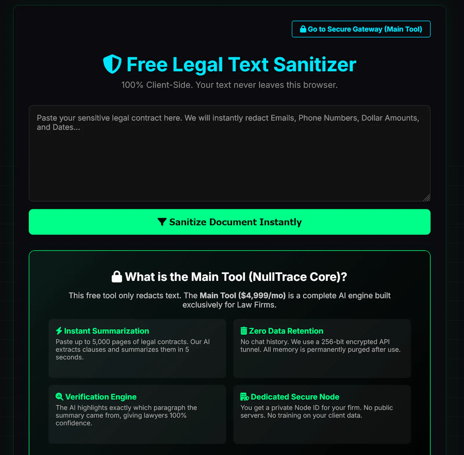free legal text sanitizer screenshot 1