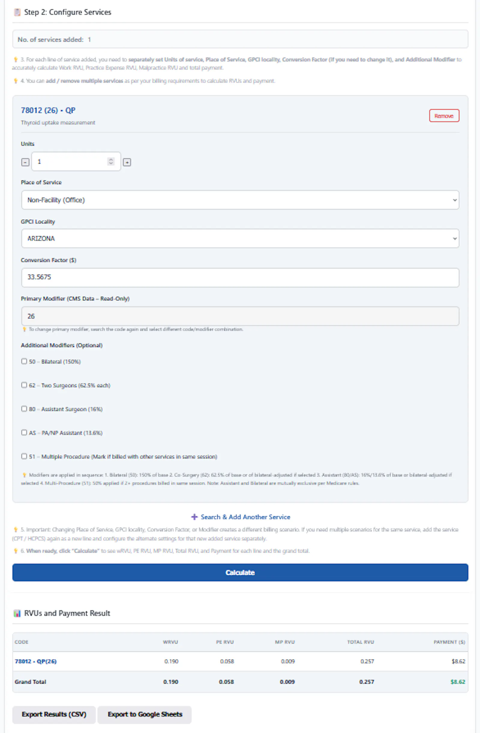 RVU Calculator screenshot 4