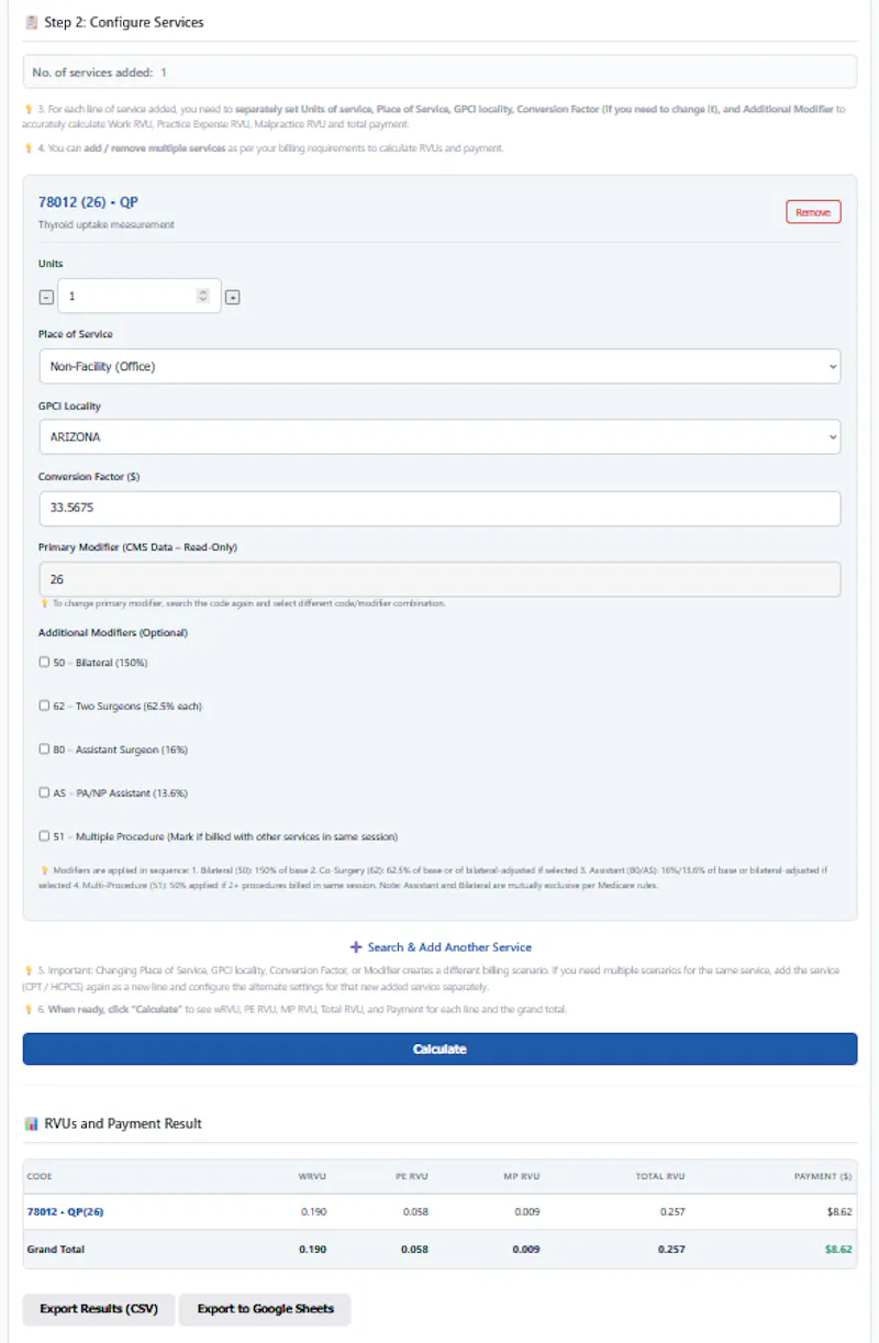 RVU Calculator screenshot 4