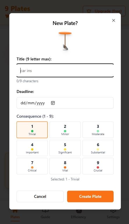 9 Plates - Screenshot 4 showing product features and functionality