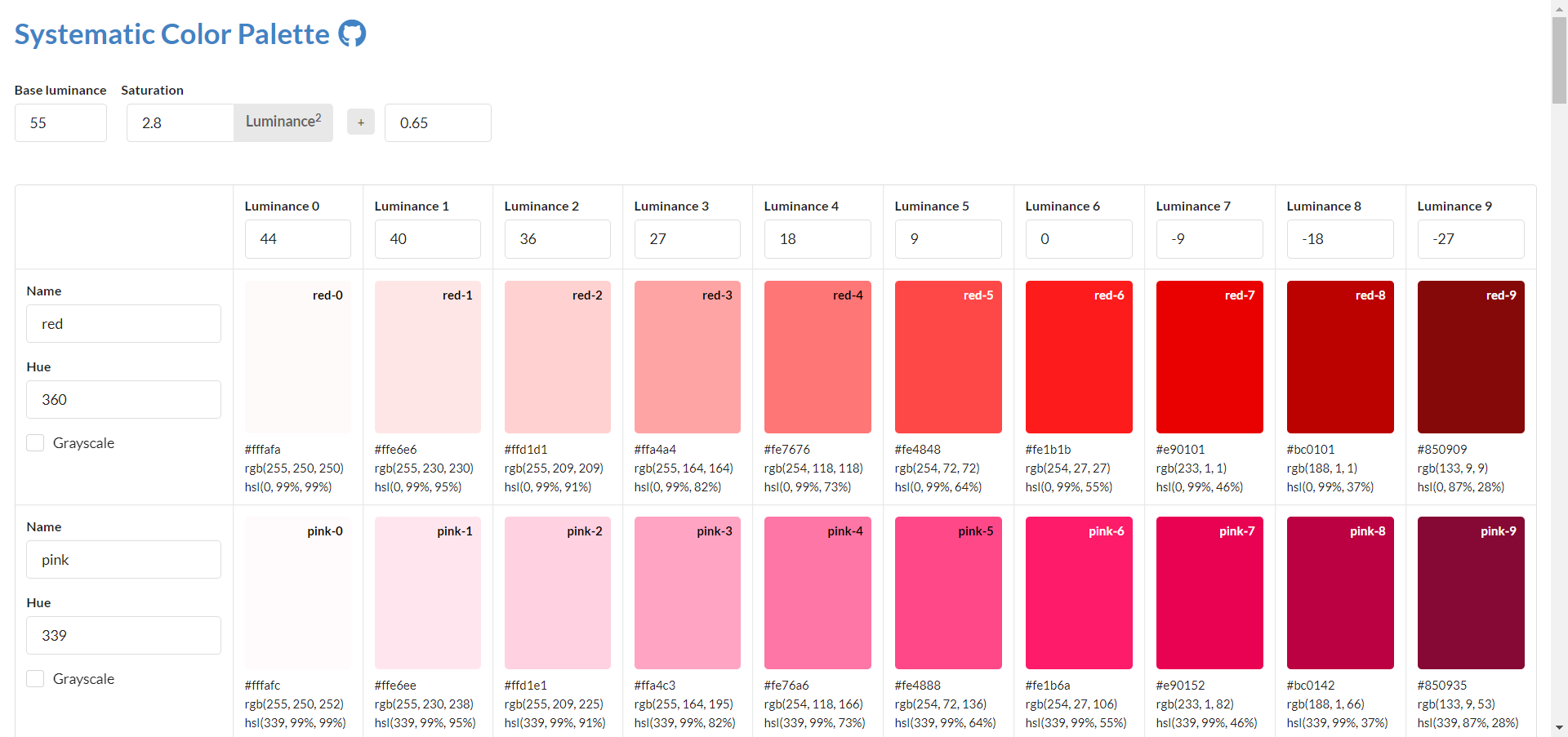 Systematic Color Palette Generator