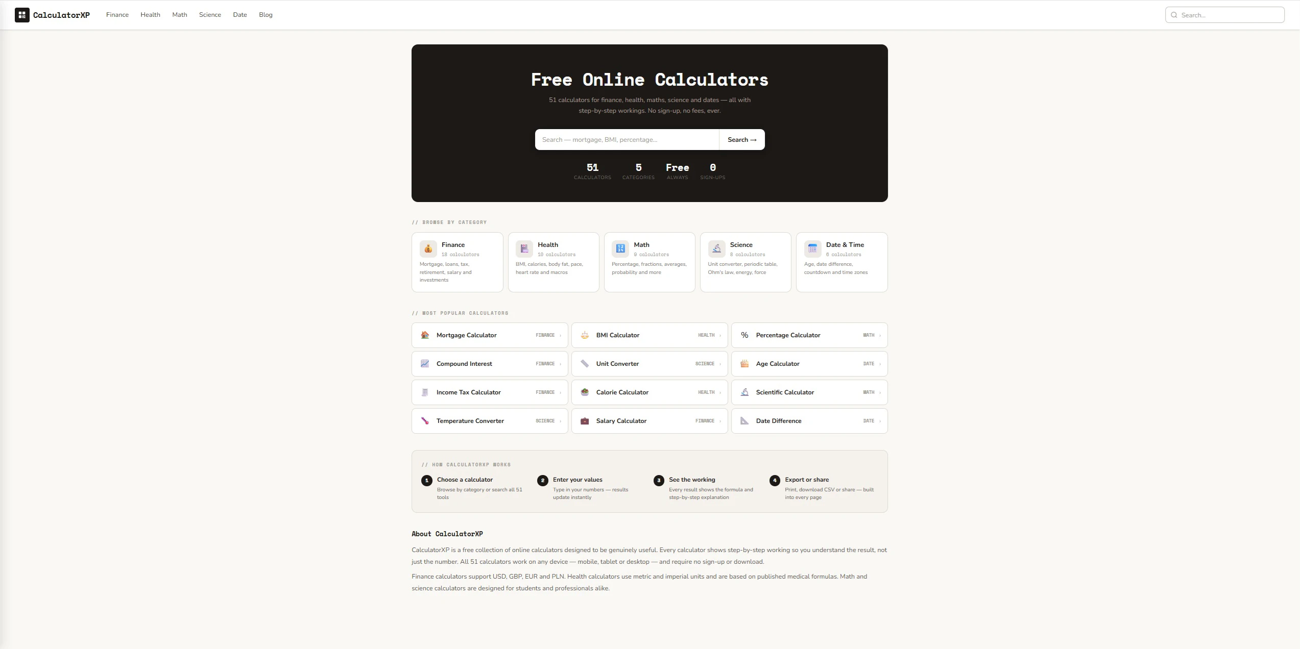 CalculatorXP — Free Online Calculators