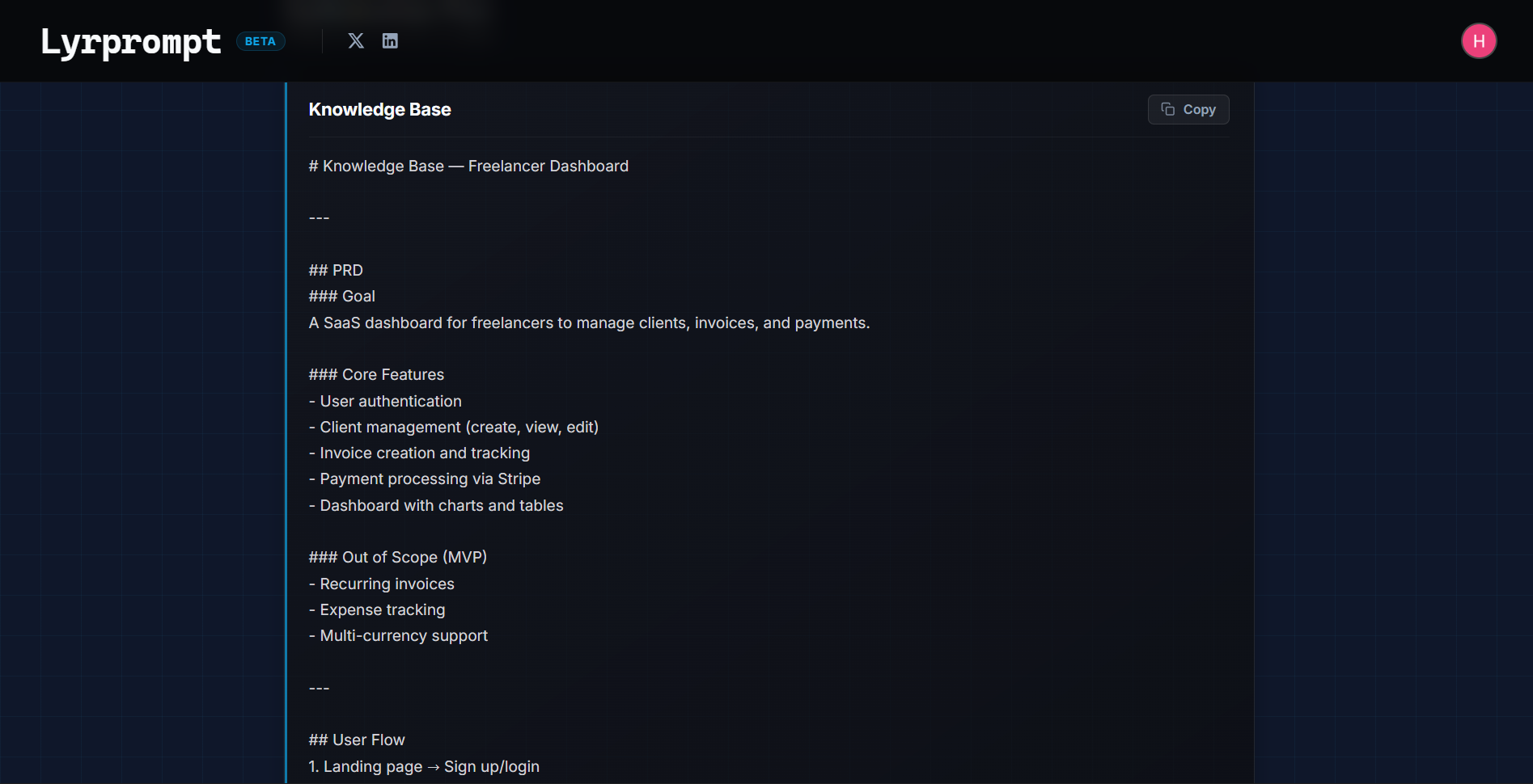 Lyrprompt – Smart AI Prompt & KB Builder - Screenshot 3 showing product features and functionality