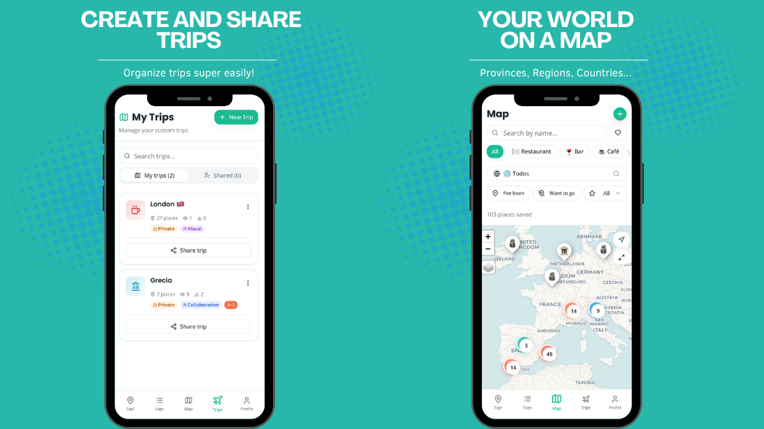 TapToGeo - Tap, Save, Share Places - Screenshot 2 showing product features and functionality