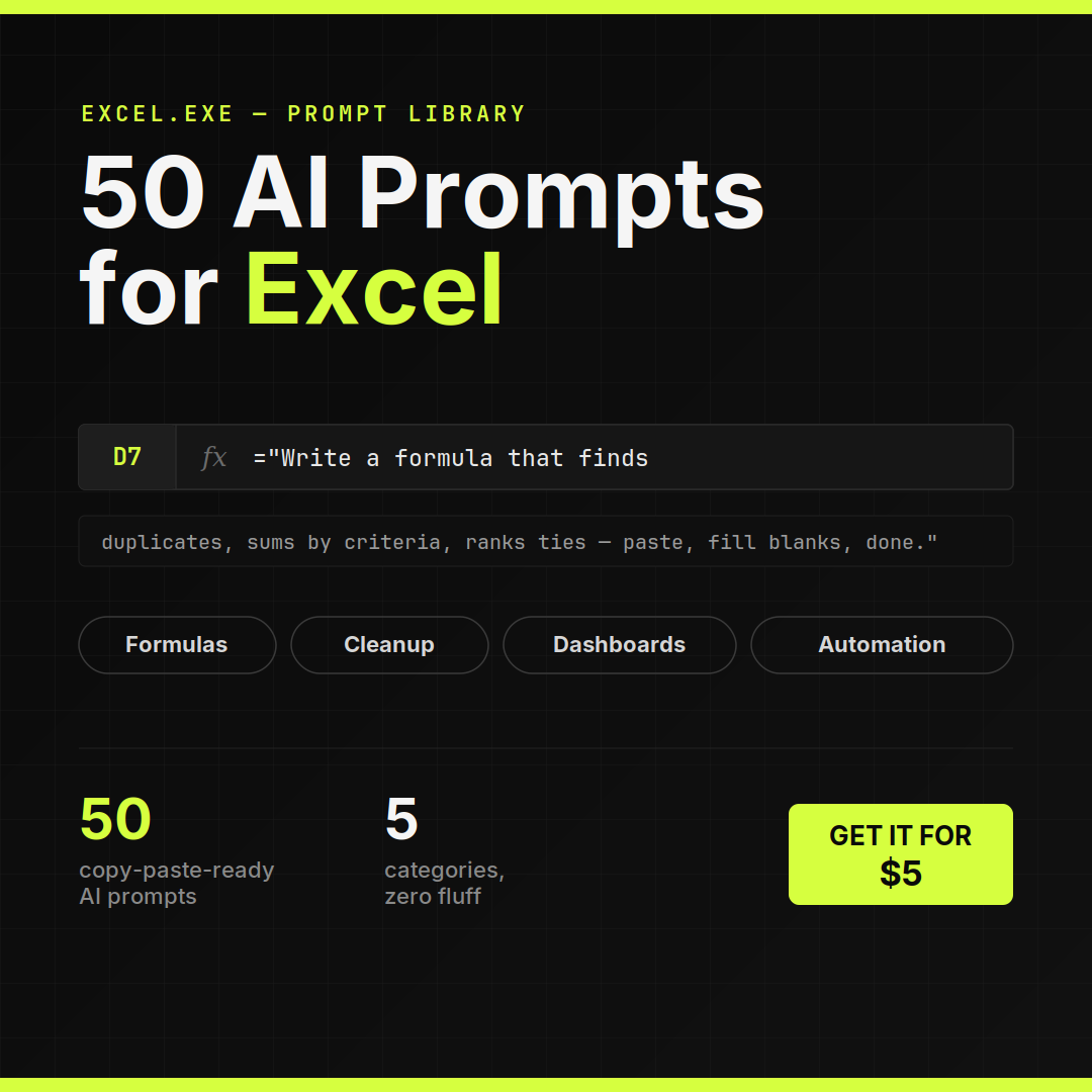50 AI Prompts for Excel gallery image