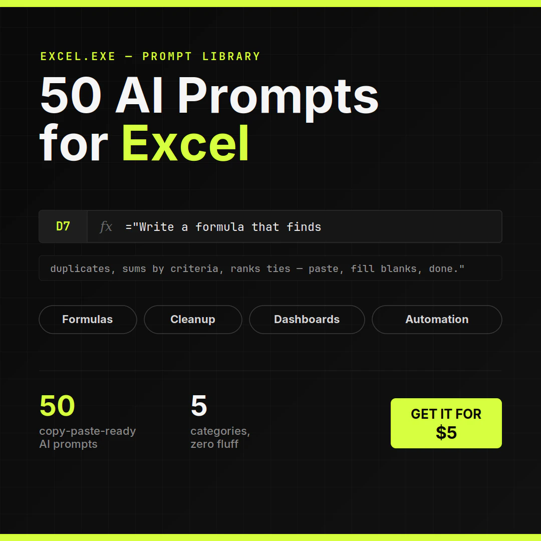 50 AI Prompts for Excel 截图 1